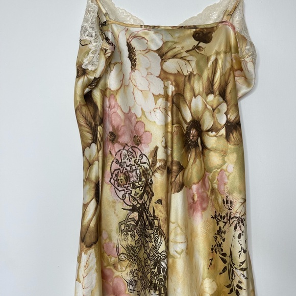Soma 2 100% Silk Slip Dress Floral Lace Trim Nightgown Pajamas Super Smooth Soft - Picture 6 of 7